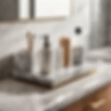 Sleek and modern marble bathroom organizer in a minimalist setting