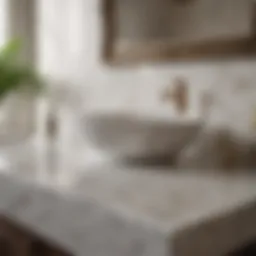 Marble countertop in elegant bathroom setting