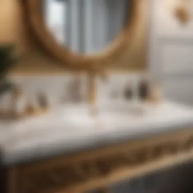 Luxurious Marble Countertop and Gold Accents Luxurious Marble Countertop and Gold Accents