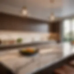 Luxurious marble countertop in modern kitchen