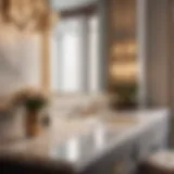 Elegant marble countertop on single bathroom vanity set