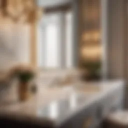 Elegant marble countertop on single bathroom vanity set