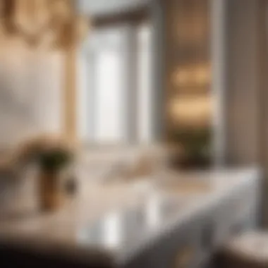 Elegant marble countertop on single bathroom vanity set