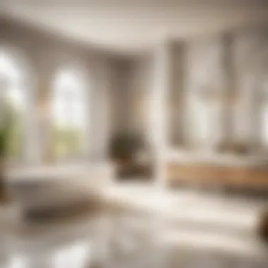 Marble-effect ceramic tiles in spacious bathroom
