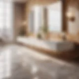Marble tile bathroom countertop