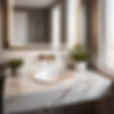 Sleek Marble Vanity Top with Sink Elegant marble vanity top with sink in modern mobile home bathroom interior