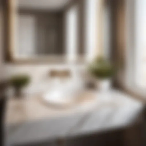 Sleek Marble Vanity Top with Sink Elegant marble vanity top with sink in modern mobile home bathroom interior