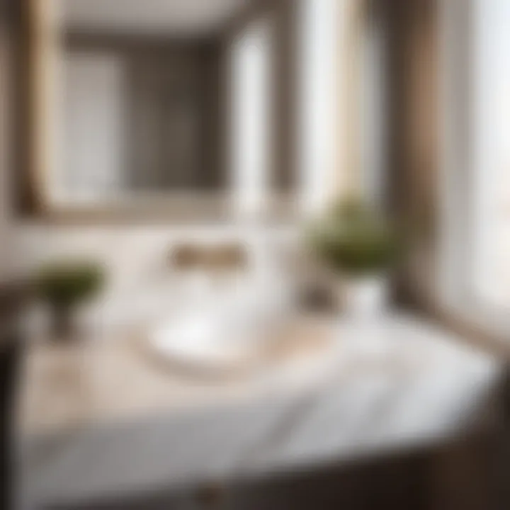 Sleek Marble Vanity Top with Sink Elegant marble vanity top with sink in modern mobile home bathroom interior