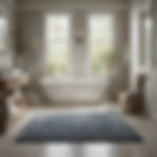 Elegant reversible bath rug design in a modern bathroom setting.