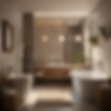 Cozy Bathroom Oasis with Warm Lighting Cozy bathroom oasis with warm lighting and plush towels