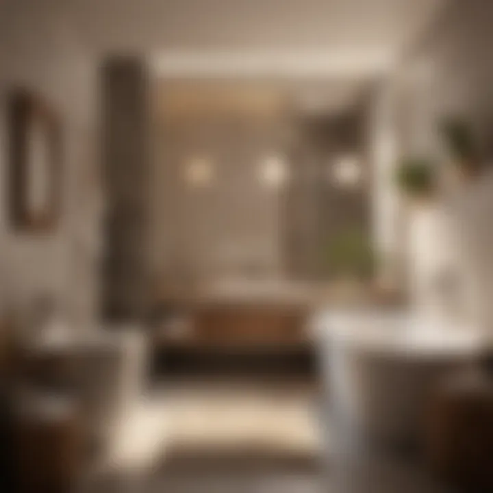 Cozy Bathroom Oasis with Warm Lighting Cozy bathroom oasis with warm lighting and plush towels