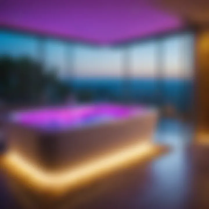 Color Therapy for Relaxation Master Bathroom Jacuzzi with Chromatherapy Feature