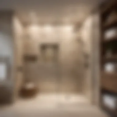 Chic and stylish walk-in shower with glass enclosure in a master bathroom