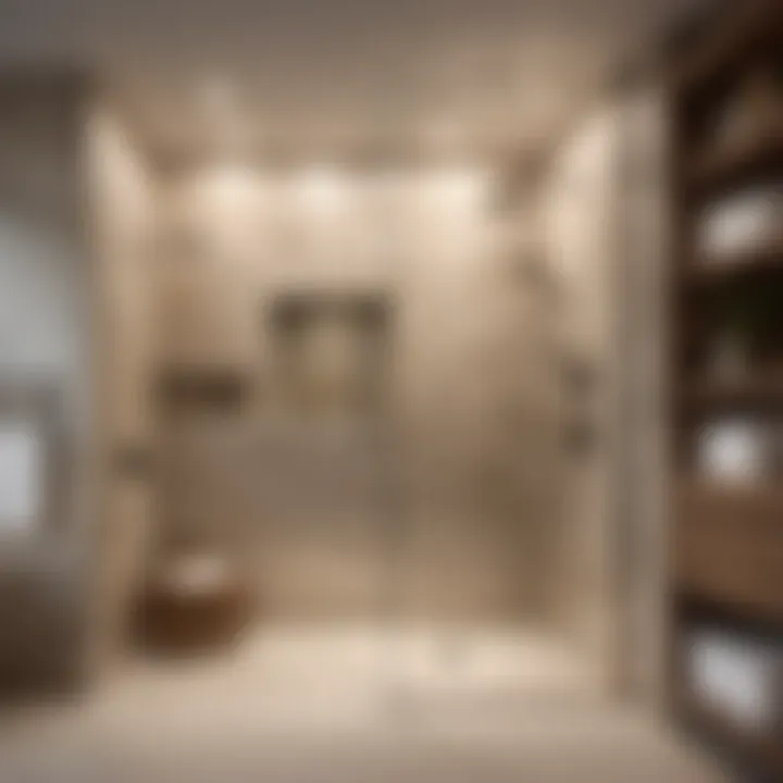 Chic and stylish walk-in shower with glass enclosure in a master bathroom