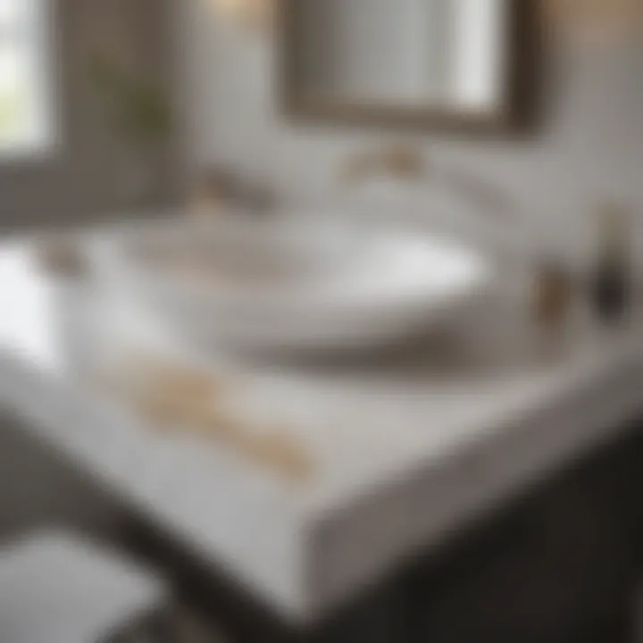 Modern quartz bathroom countertop free of stains and blemishes