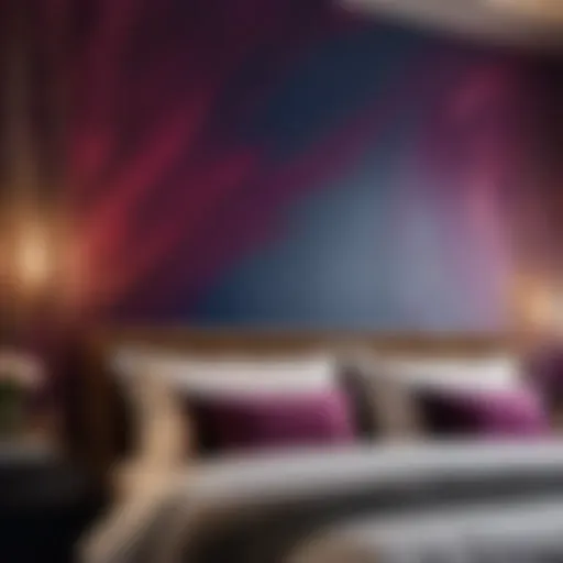 Elegant brush strokes on a bedroom accent wall