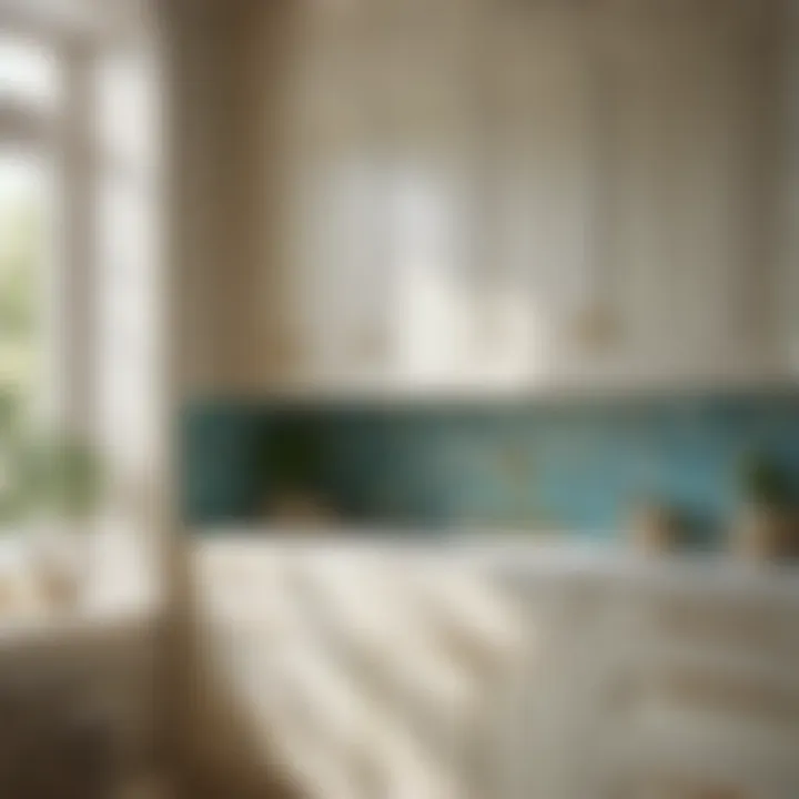 Elevated view of beautifully painted bathroom cupboards
