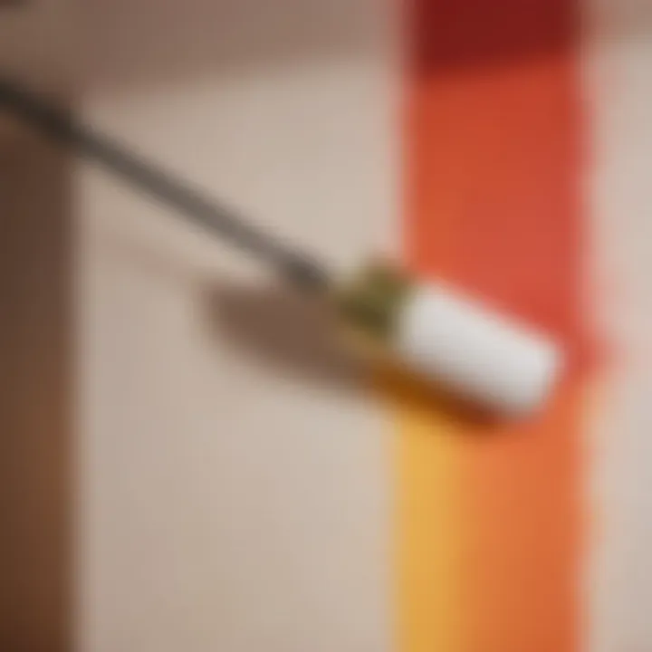Paint roller applying color on wall