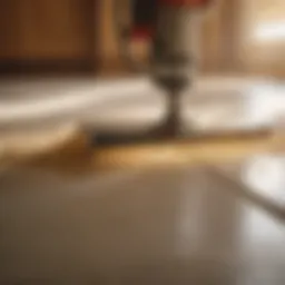 Precision Cutting Tool on Bathroom Subfloor