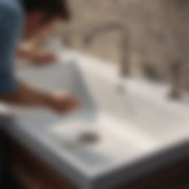 Measuring Accuracy Methods Illustration depicting precise measuring techniques for sink rough-in heights