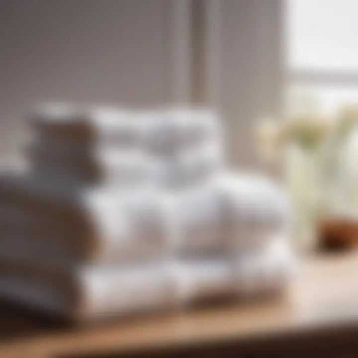 Stack of freshly washed white towels neatly folded