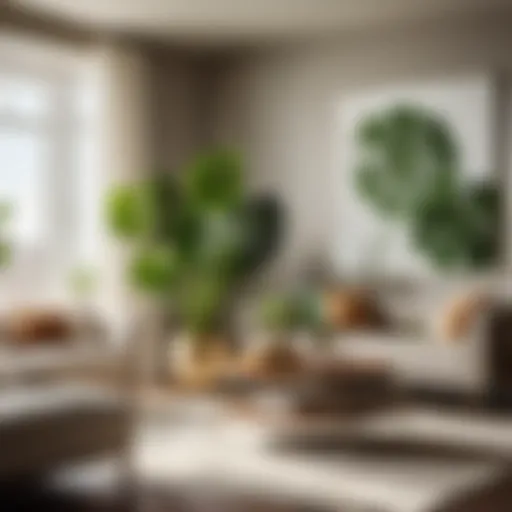 Elegant Monstera Deliciosa plant in modern living room