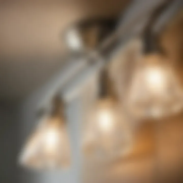 Luxurious brushed nickel 4 light fixture close-up