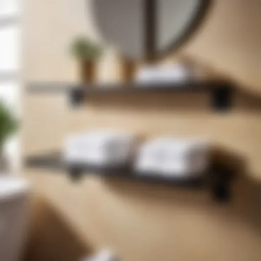 Elegant bathroom wall shelf with towel bar in modern design
