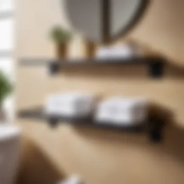 Sophisticated Bathroom Shelving Solution Elegant bathroom wall shelf with towel bar in modern design