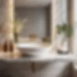 Elegant marble countertop shelf in modern bathroom