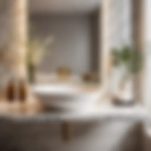 Elegant marble countertop shelf in modern bathroom