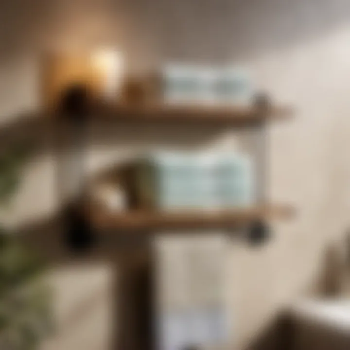Charming Rustic Bathroom Organizer Rustic wooden wall shelf with sturdy towel bar for a cozy vibe