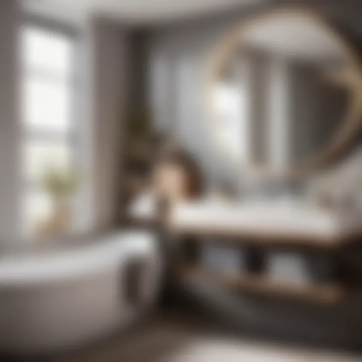 Contemporary Bathroom Storage Idea Sleek and minimalistic wall shelf with integrated towel bar