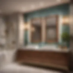 Elegant bathroom interior with 28-inch solid wood vanity