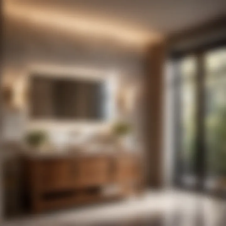 Creating a Luxurious Bathroom Atmosphere Luxurious ambiance created by 28-inch solid wood vanity in bathroom