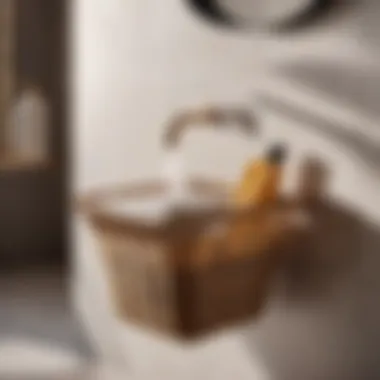 Enhancing Bathroom Aesthetics with a Magazine Basket Stylish magazine basket in a minimalistic bathroom