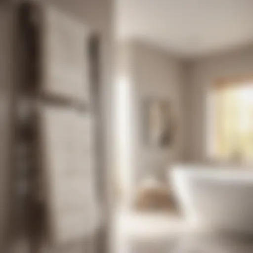 Elegant towel ladder in modern bathroom