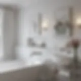 Elegant bathroom wall shelves in white bathroom