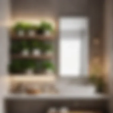 Modern minimalist bathroom storage shelves with plants
