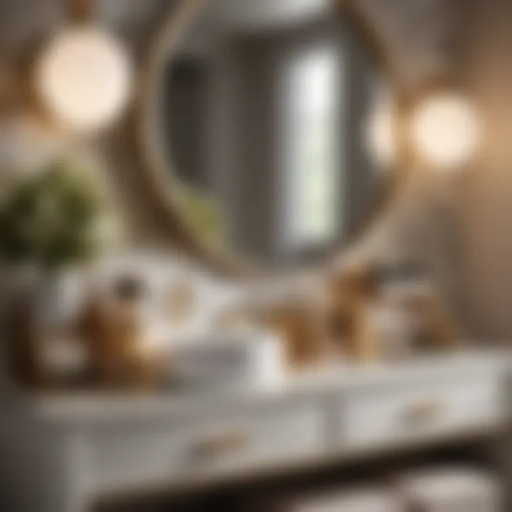 Organized bathroom vanity with tiered trays and containers