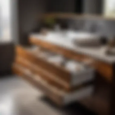 Innovative Bathroom Drawer Design Space-saving tiered drawers in a modern bathroom setting