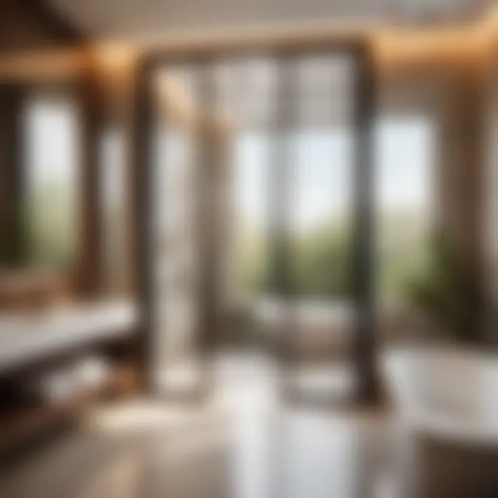 Luxury and Space with Glass Doors Luxurious glass door showcasing spacious bathroom