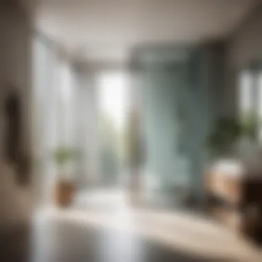 Reflective Glass Door Elegance Minimalist glass door reflecting natural light