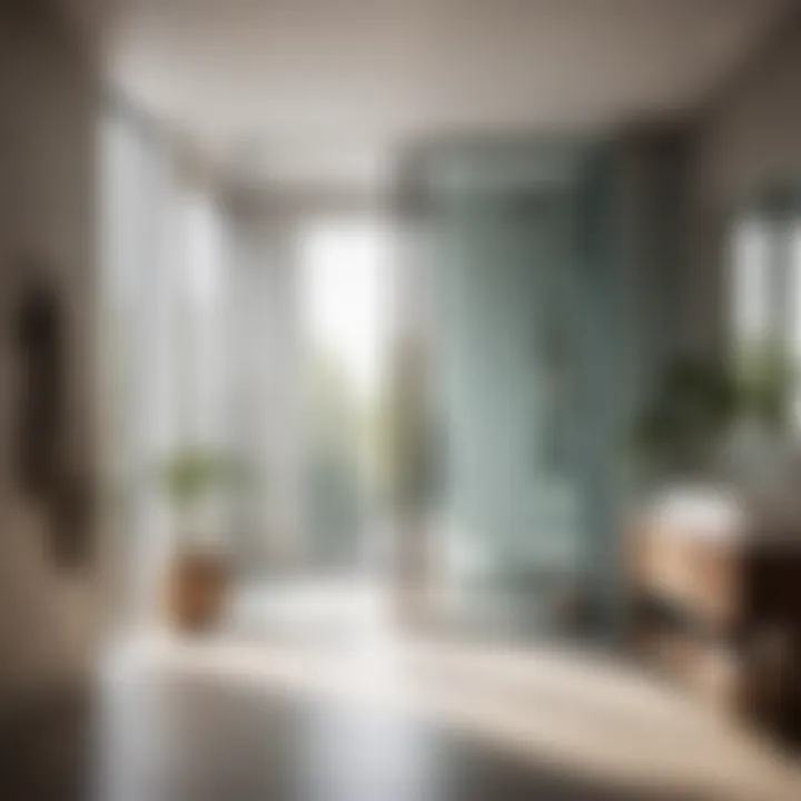 Reflective Glass Door Elegance Minimalist glass door reflecting natural light