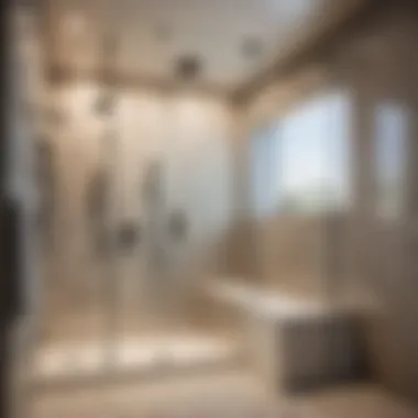 Contemporary shower area with glass enclosure