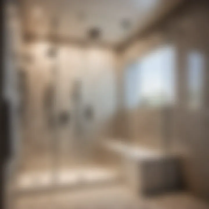 Contemporary shower area with glass enclosure