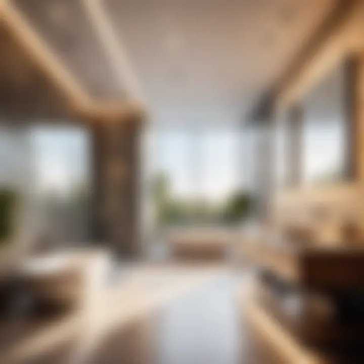 Modern bathroom interior with spacious layout