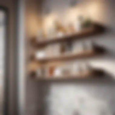Innovative bathroom storage solution with hanging shelves