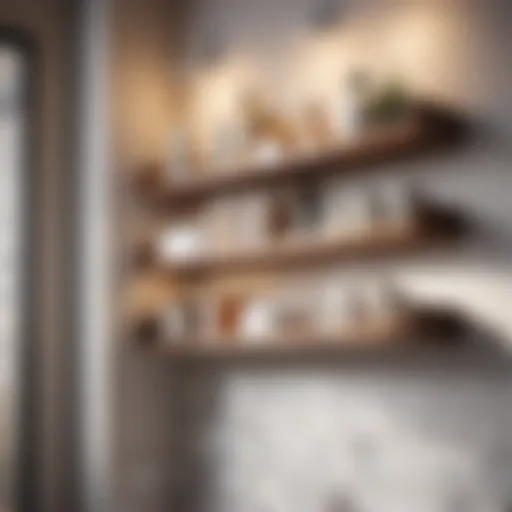 Innovative bathroom storage solution with hanging shelves