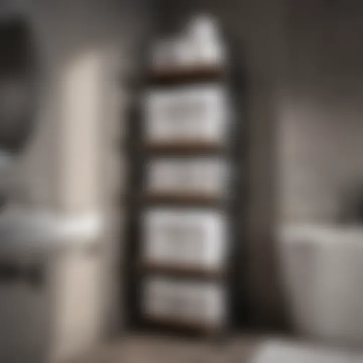 Compact bathroom storage tower with towels